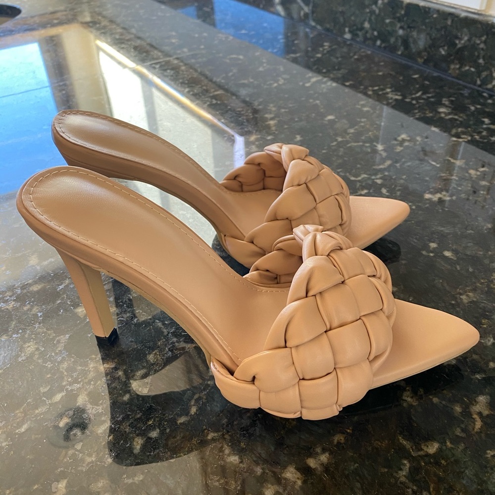 Braided tan heels